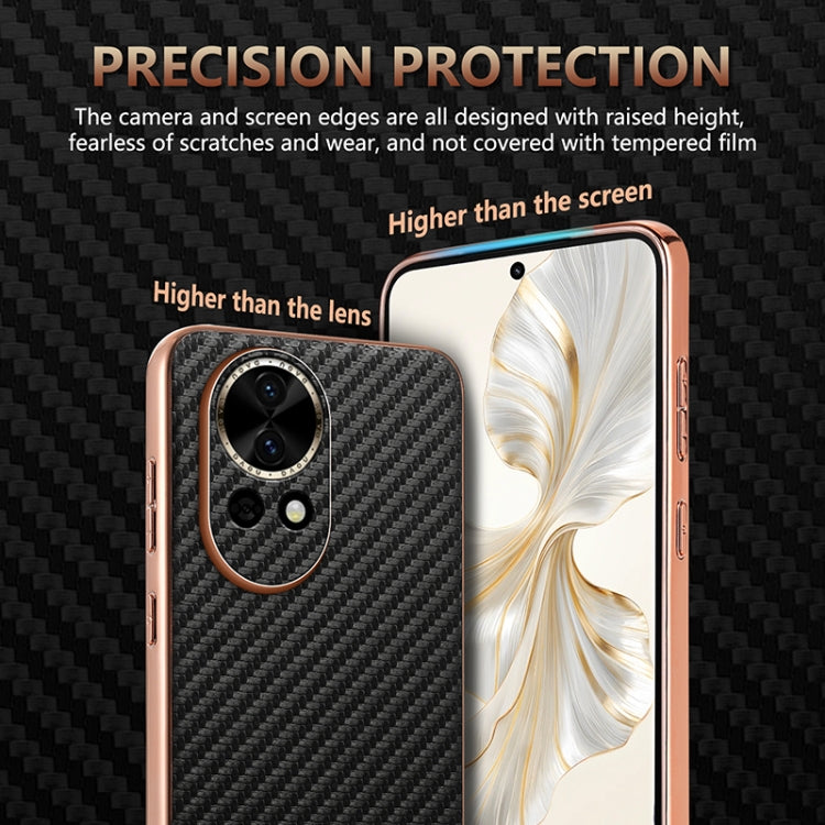 For Huawei nova 13 / nova 12 AZNS Electroplated Edge Carbon Fiber Texture Phone Case(Brown)