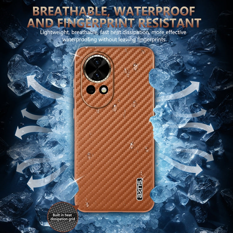 For Huawei nova 13 / nova 12 AZNS Electroplated Edge Carbon Fiber Texture Phone Case(Blue)