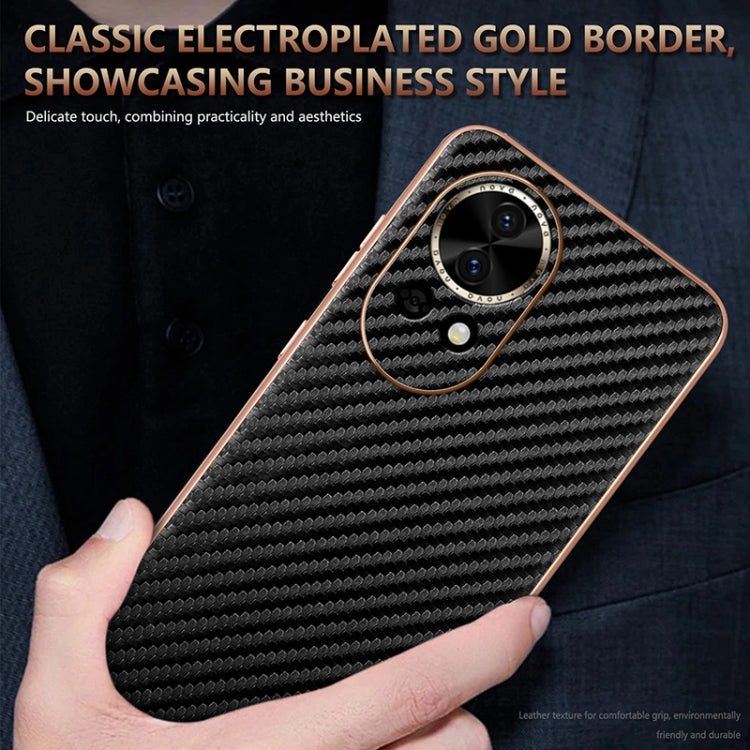 For Huawei nova 13 / nova 12 AZNS Electroplated Edge Carbon Fiber Texture Phone Case(Blue)