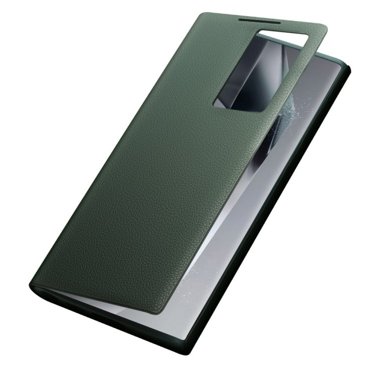 For Samsung Galaxy S24 Ultra 5G QIALINO Magnetic Genuine Leather Phone Case(Green)