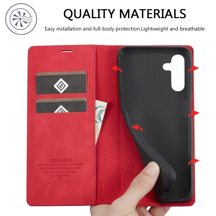 For Samsung Galaxy A16 5G LC.IMEEKE Strong Magnetism Microfiber Leather Phone Case(Red)