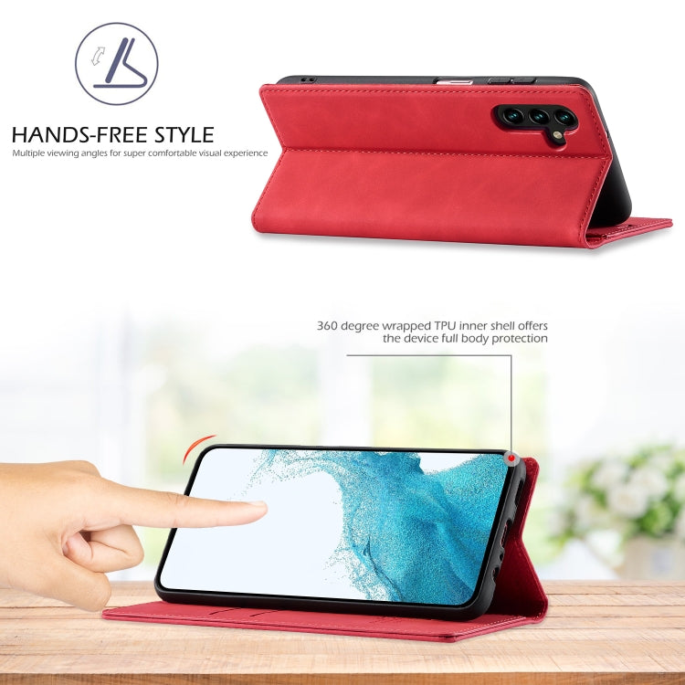 For Samsung Galaxy A16 5G LC.IMEEKE Strong Magnetism Microfiber Leather Phone Case(Red)