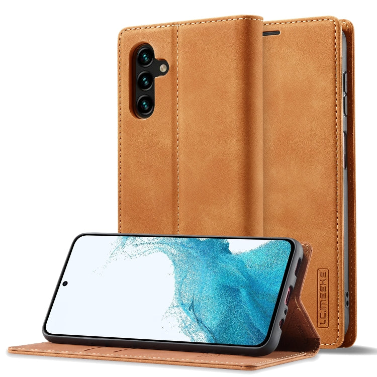 For Samsung Galaxy A16 5G LC.IMEEKE Strong Magnetism Microfiber Leather Phone Case(Brown)