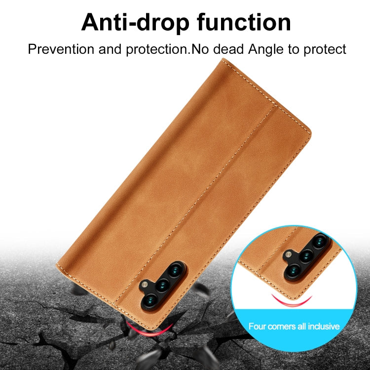 For Samsung Galaxy A16 5G LC.IMEEKE Strong Magnetism Microfiber Leather Phone Case(Brown)