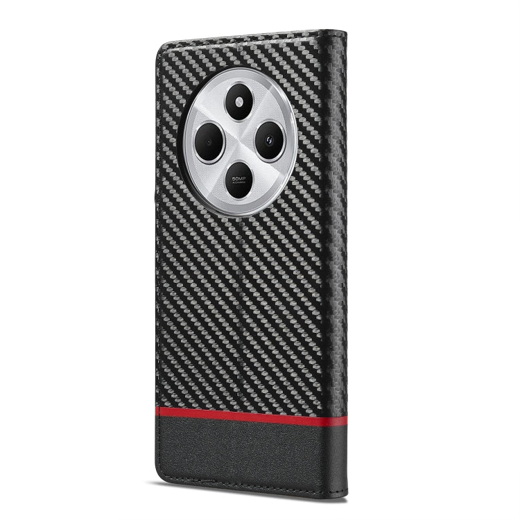 For Redmi A4 5G / 14C 4G LC.IMEEKE Carbon Fiber Leather Phone Case(Horizontal Black)