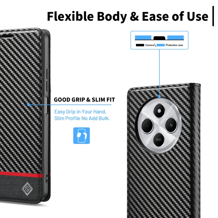 For Redmi A4 5G / 14C 4G LC.IMEEKE Carbon Fiber Leather Phone Case(Horizontal Black)