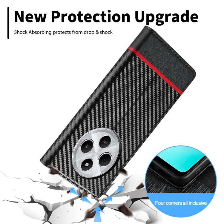 For Redmi A4 5G / 14C 4G LC.IMEEKE Carbon Fiber Leather Phone Case(Horizontal Black)