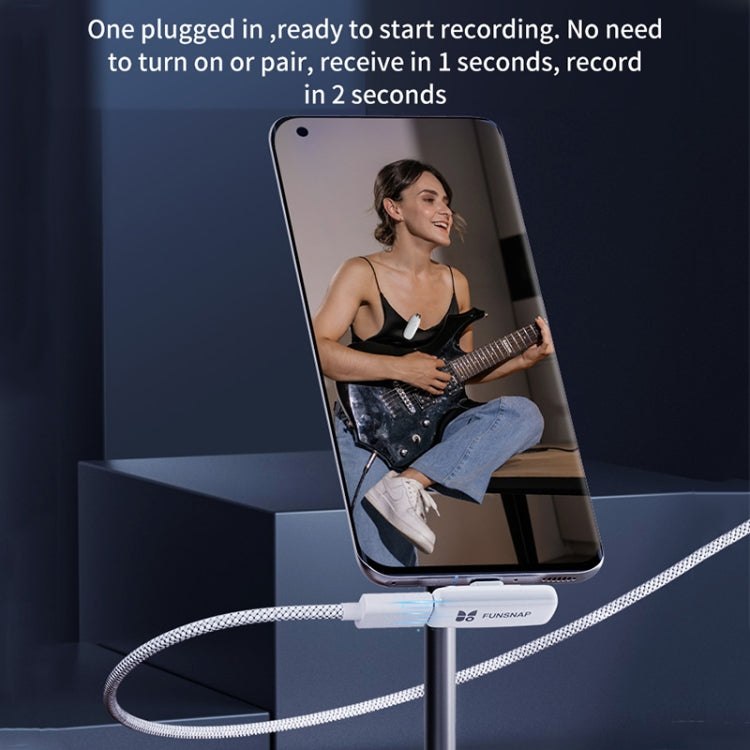 FUNSNAP M3 Digital Audio Wireless Microphone Mic Tok with Monitoring Earphones, Version:8 Pin(White)