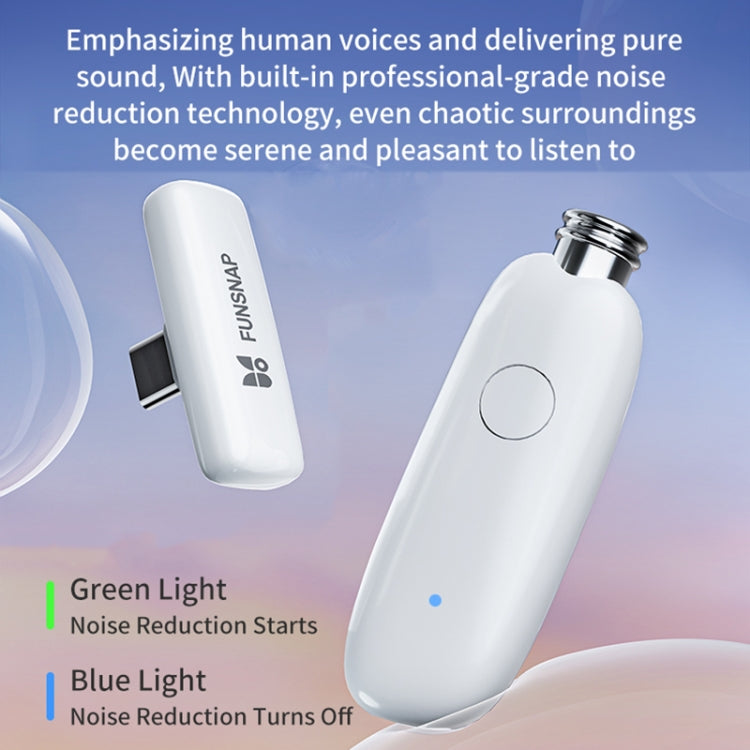 FUNSNAP M3 Digital Audio Wireless Microphone Mic Tok with Monitoring Earphones, Version:8 Pin(White)