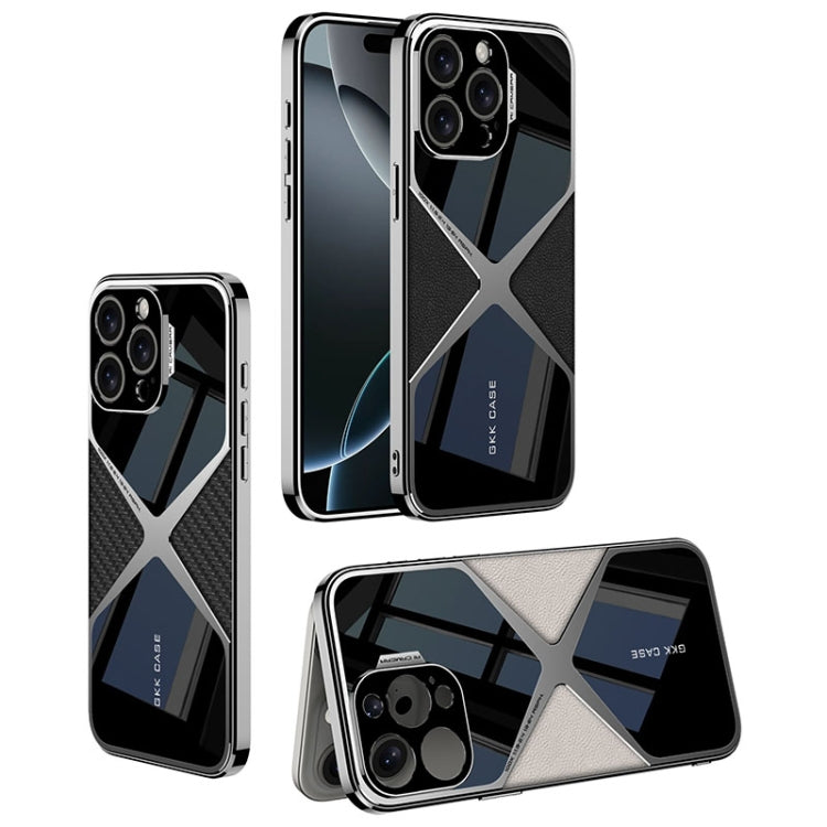 For iPhone 16 Pro GKK Leather Electroplating Supersonic Speed Shockproof Phone Case(White)