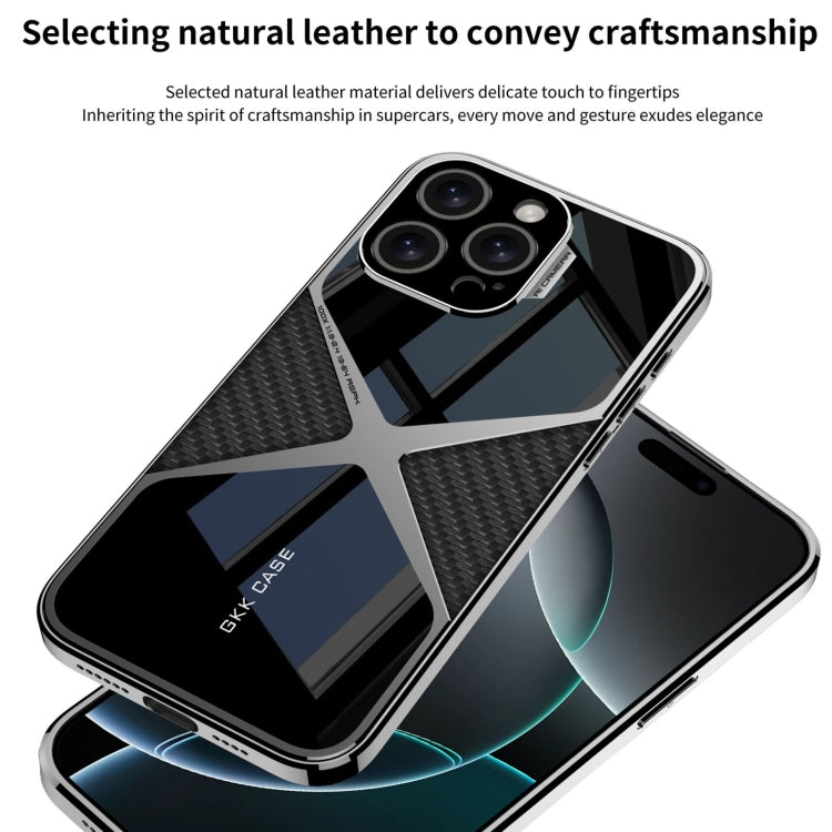 For iPhone 16 Pro GKK Leather Electroplating Supersonic Speed Shockproof Phone Case(Carbon Fibre)