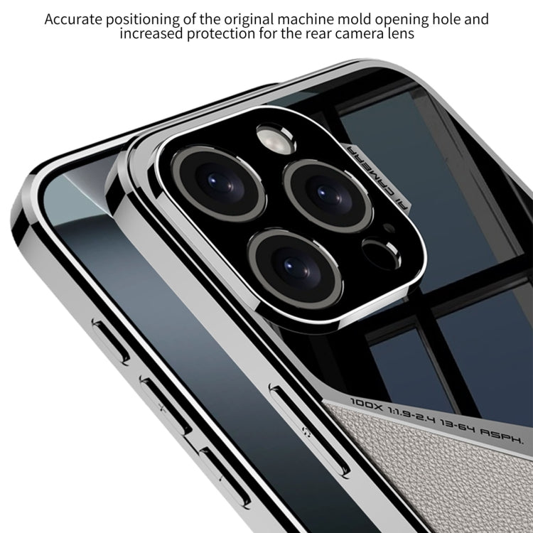 For iPhone 16 Pro Max GKK Leather Electroplating Supersonic Speed Shockproof Phone Case(Carbon Fibre)