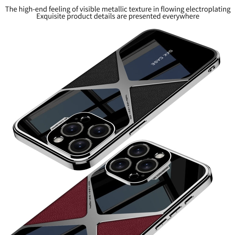 For iPhone 16 Pro Max GKK Leather Electroplating Supersonic Speed Shockproof Phone Case(Carbon Fibre)