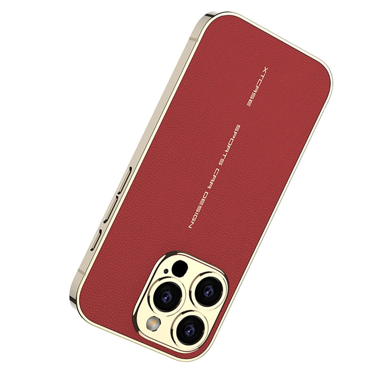 For iPhone 16 Pro Max GKK Plated Plain Leather Shockproof Phone Case(Black)