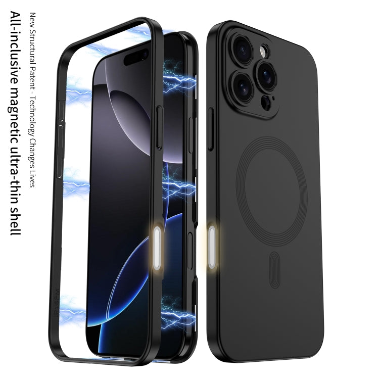 For iPhone 16 GKK MagSafe Full Coverage Phone Case(Black)