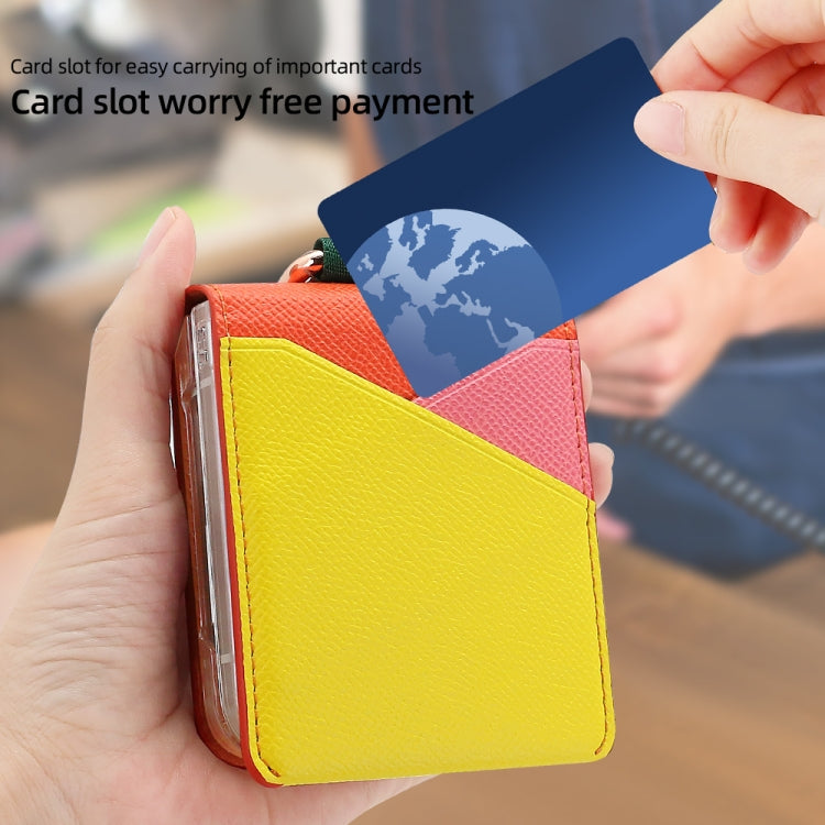For Samsung Galaxy Z Flip6 / Flip7 FE VIETAO Metal Ring Card Slot PU Phone Case(Orange Yellow)