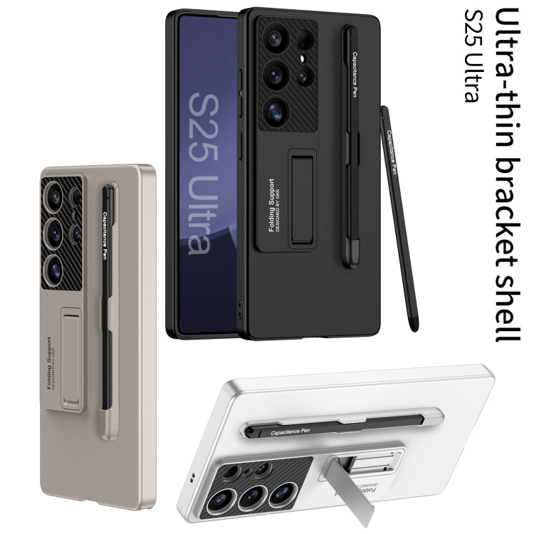 For Samsung Galaxy S25 5G GKK Ultra-thin Holder Phone Case with Pen Slots & Stylus Pen(Black)