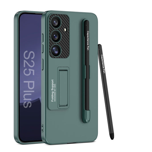 For Samsung Galaxy S25 5G GKK Ultra-thin Holder Phone Case with Pen Slots & Stylus Pen(Green)