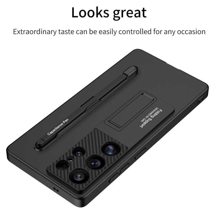 For Samsung Galaxy S25 5G GKK Ultra-thin Holder Phone Case with Pen Slots & Stylus Pen(Titanium Gray)