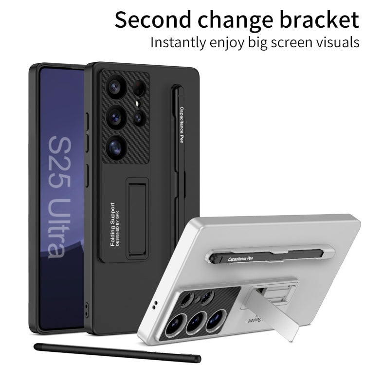 For Samsung Galaxy S25+ 5G GKK Ultra-thin Holder Phone Case with Pen Slots & Stylus Pen(Black)