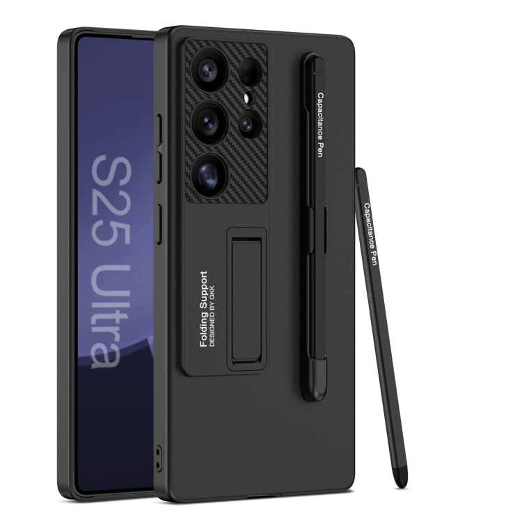 For Samsung Galaxy S25 Ultra 5G GKK Ultra-thin Holder Phone Case with Pen Slots & Stylus Pen(Black)