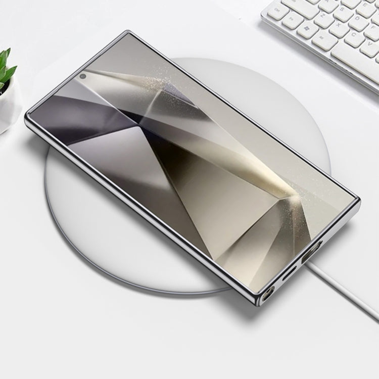 For Samsung Galaxy S23 Ultra 5G GKK Integrated Electroplating Leather Z-Shape MagSafe Phone Case(Mountain Gray)