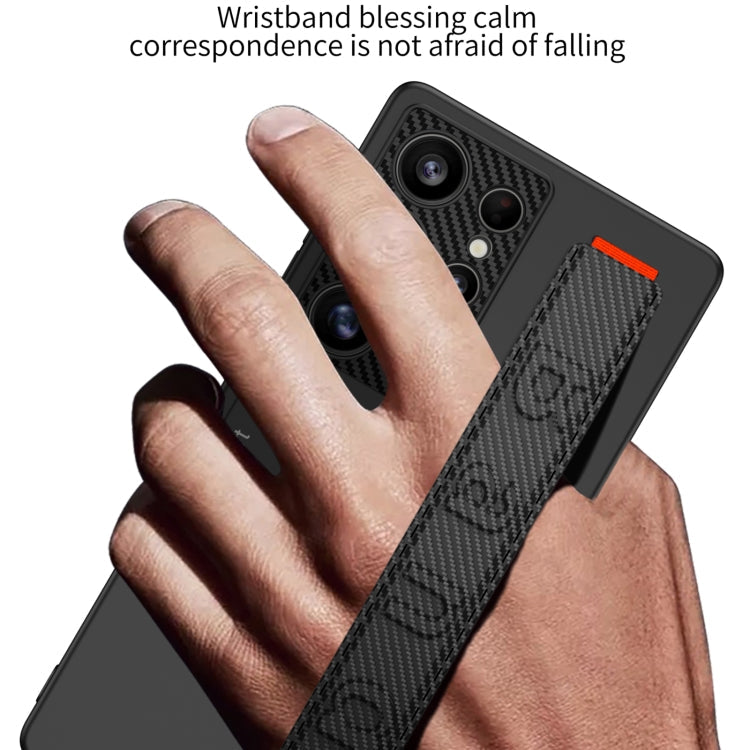 For Samsung Galaxy S25 Ultra 5G GKK Ultra-thin Wristband Shockproof Phone Case with Holder(Black)