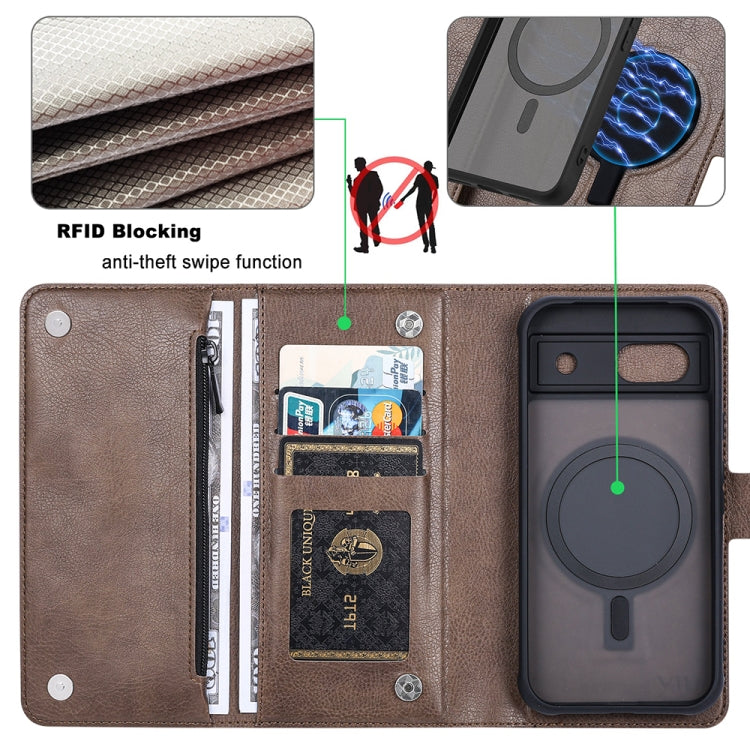 For Google Pixel 8a ViLi GVB Series MagSafe Magnetic RFID Leather Phone Case(Coffee)