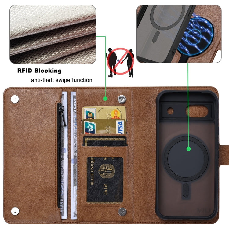For Google Pixel 8a ViLi GVB Series MagSafe Magnetic RFID Leather Phone Case(Brown)