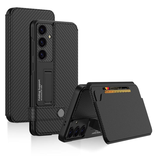 For Samsung Galaxy S25+ 5G GKK Flip Wallet Leather Phone Case(Carbon Fiber Texture)