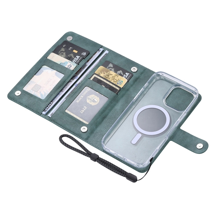 For iPhone 15 Pro ViLi GVS-C Series MagSafe Magnetic RFID Leather Flip Phone Case(Green)