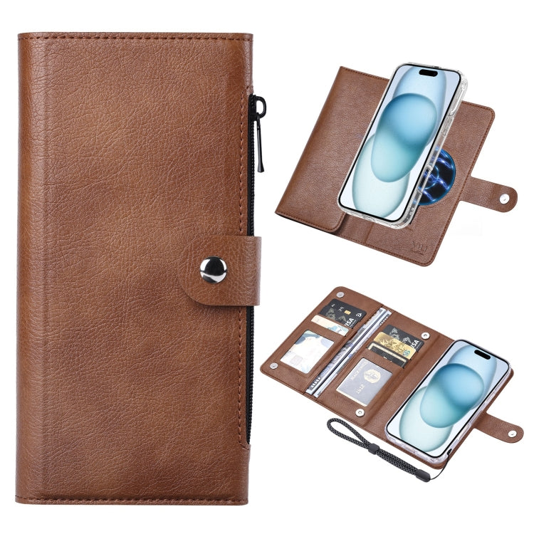 For iPhone 15 Plus ViLi GVS-C Series MagSafe Magnetic RFID Leather Flip Phone Case(Brown)