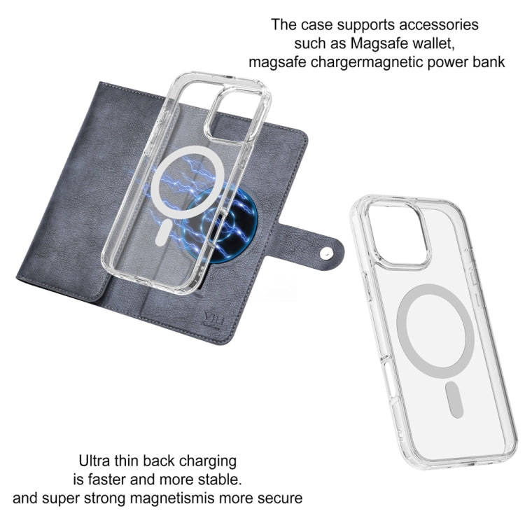 For iPhone 15 ViLi GVS-C Series MagSafe Magnetic RFID Leather Flip Phone Case(Grey)