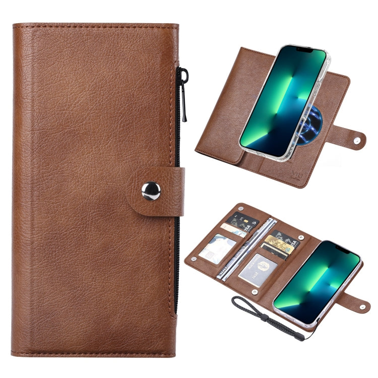 For iPhone 13 Pro Max ViLi GVS-C Series MagSafe Magnetic RFID Leather Flip Phone Case(Brown)