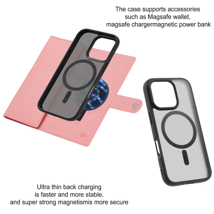 For iPhone 16 Pro ViLi GBS Series MagSafe Magnetic RFID Leather Flip Phone Case(Pink)