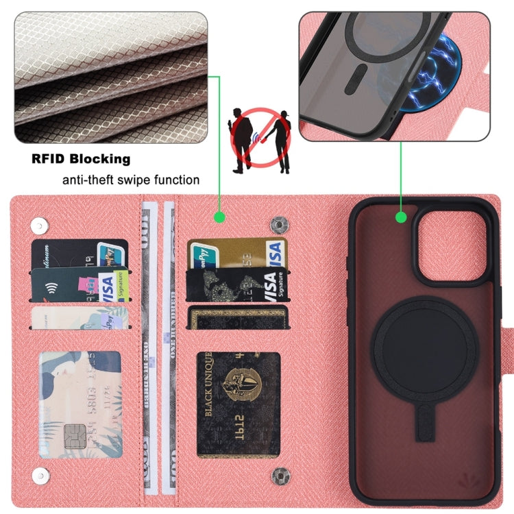 For iPhone 15 ViLi GBS Series MagSafe Magnetic RFID Leather Flip Phone Case(Pink)