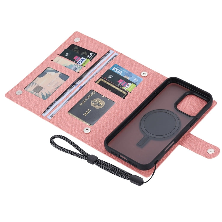 For iPhone 14 Pro Max ViLi GBS Series MagSafe Magnetic RFID Leather Flip Phone Case(Pink)