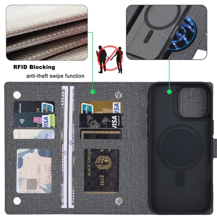 For iPhone 14 Pro Max ViLi GBS Series MagSafe Magnetic RFID Leather Flip Phone Case(Black)
