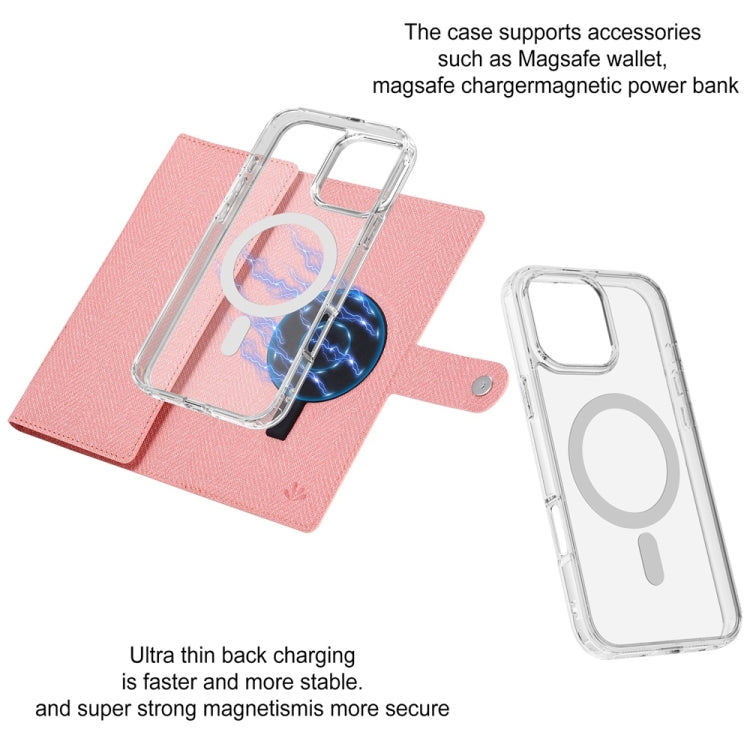 For iPhone 15 Pro Max ViLi GBS-C Series MagSafe Magnetic RFID Leather Flip Phone Case(Pink)