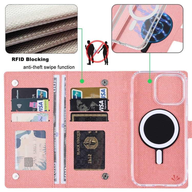 For iPhone 15 Plus ViLi GBS-C Series MagSafe Magnetic RFID Leather Flip Phone Case(Pink)