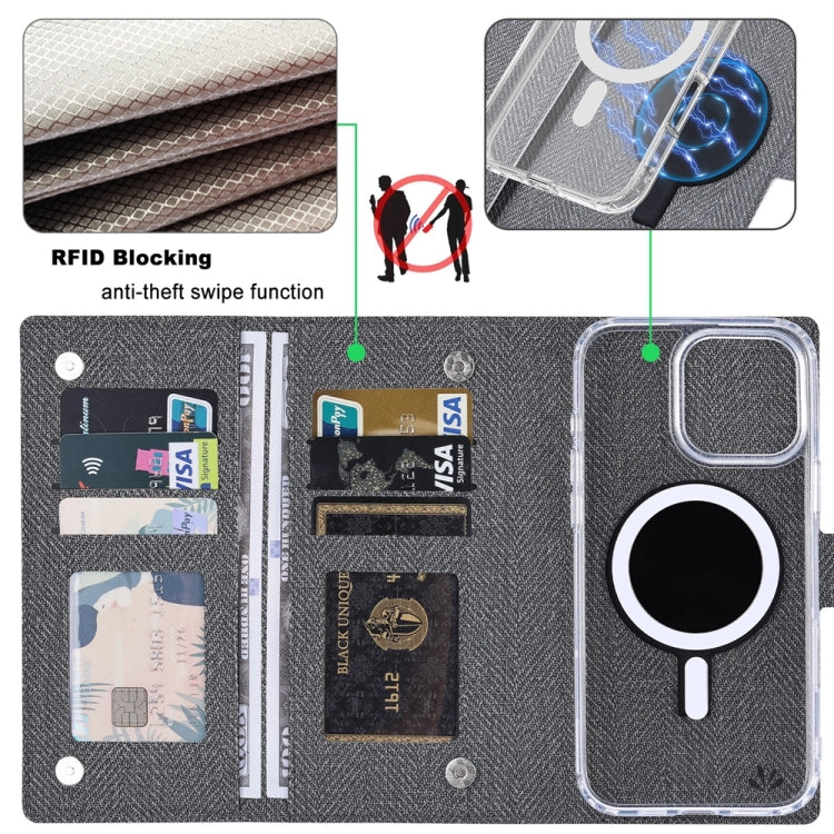 For iPhone 14 Pro Max ViLi GBS-C Series MagSafe Magnetic RFID Leather Flip Phone Case(Black)