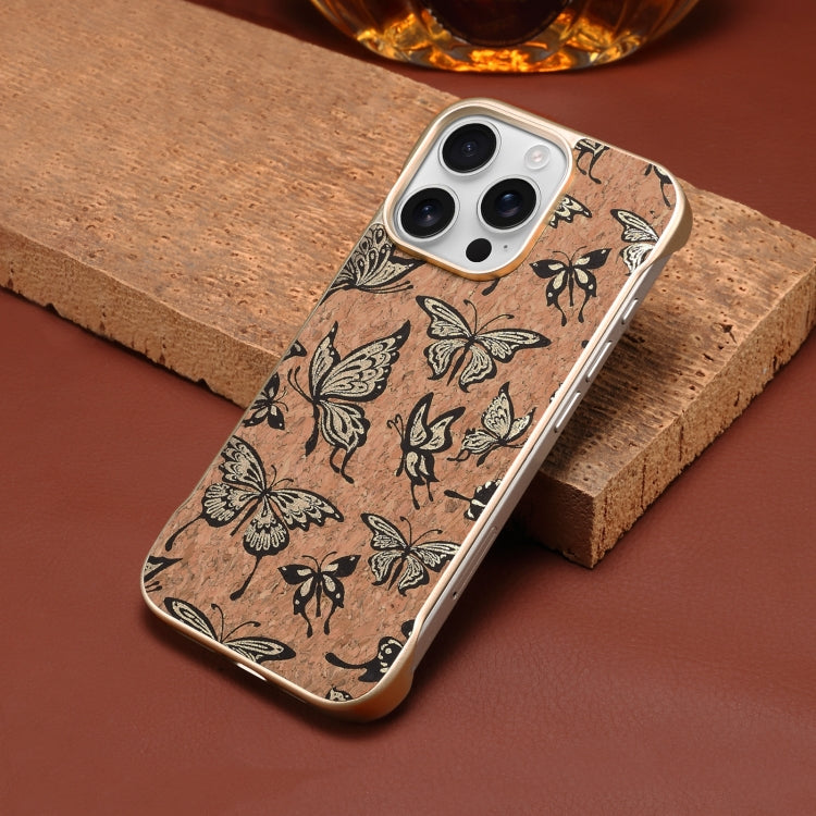 For iPhone 16 Pro Denior A18 WoodenPaint MagSafe Phone Case(Butterflies)