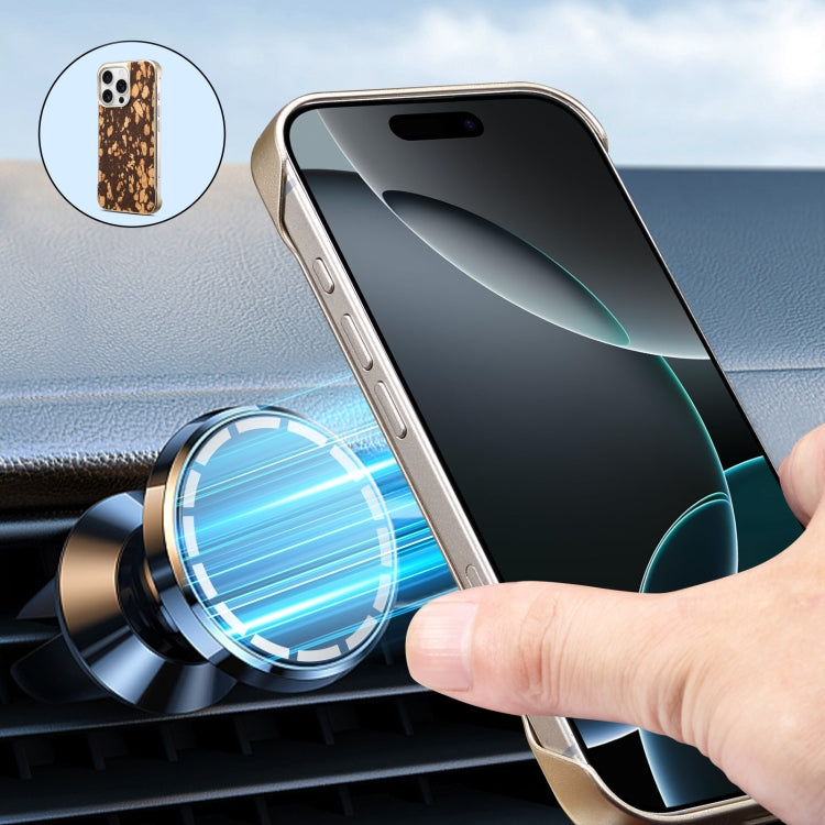 For iPhone 16 Pro Denior A18 WoodenPaint MagSafe Phone Case(Brown)