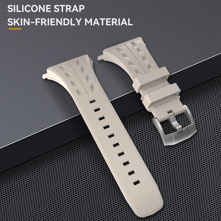 For Apple Watch Series 11 / 10 46mm RedPepper Armor Metal Case Integrated Silicone Watch Band(Steel White)