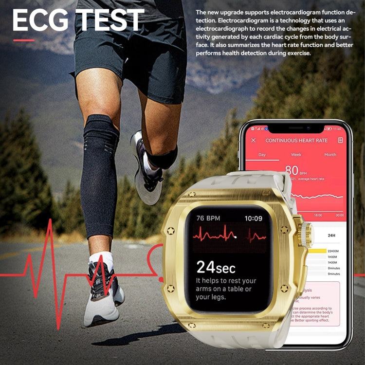 For Apple Watch Series 11 / 10 46mm RedPepper Armor Metal Case Integrated Silicone Watch Band(Gold White)