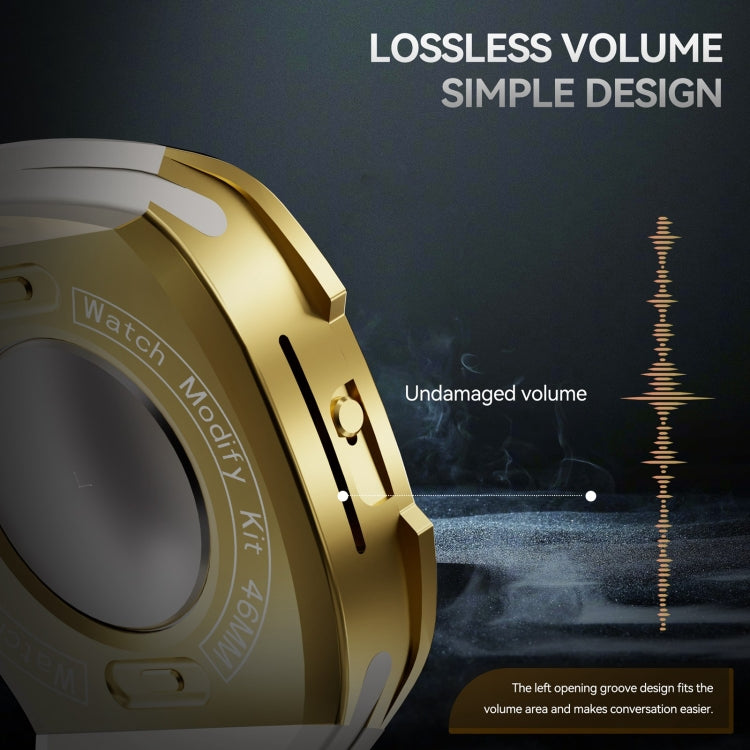 For Apple Watch Series 11 / 10 46mm RedPepper Armor Metal Case Integrated Silicone Watch Band(Gold White)