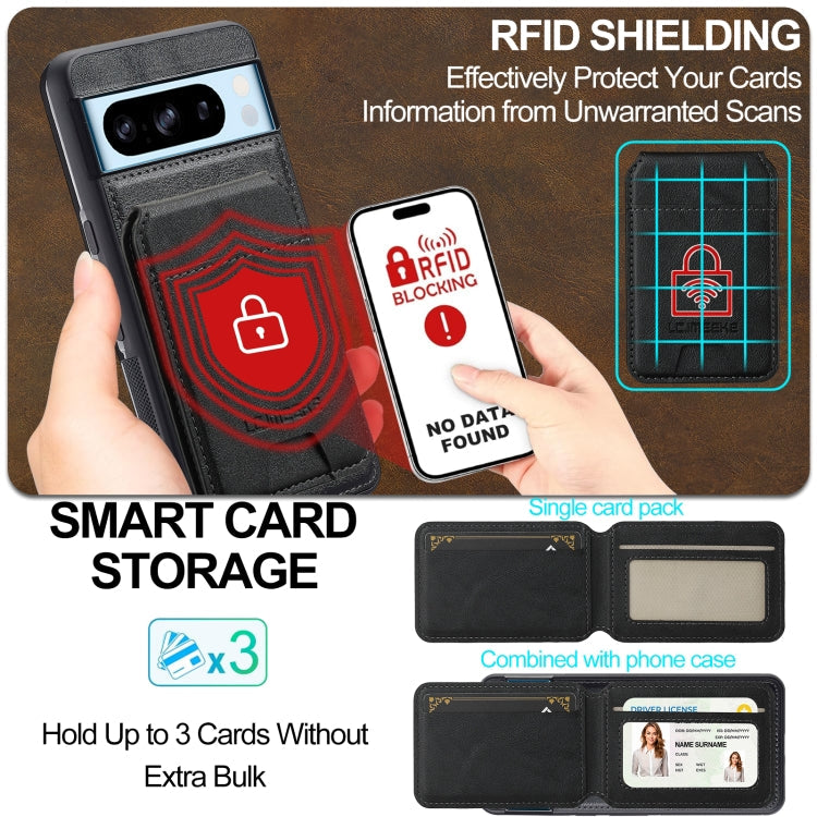 For Google Pixel 8 Pro LC.IMEEKE L3 Series Detachable RFID Card Bag Magsafe Phone Case(Black)