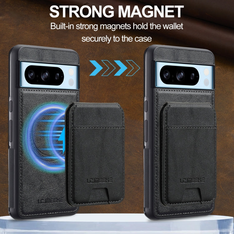 For Google Pixel 8 Pro LC.IMEEKE L3 Series Detachable RFID Card Bag Magsafe Phone Case(Black)