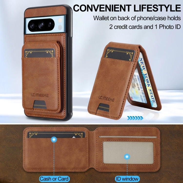 For Google Pixel 8 Pro LC.IMEEKE L3 Series Detachable RFID Card Bag Magsafe Phone Case(Brown)