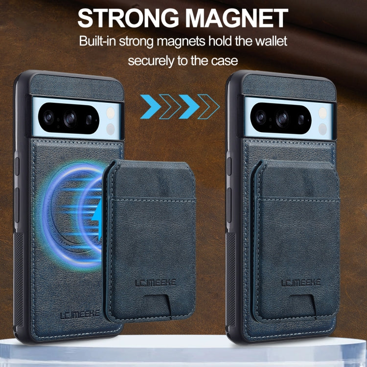 For Google Pixel 8 Pro LC.IMEEKE L3 Series Detachable RFID Card Bag Magsafe Phone Case(Blue)